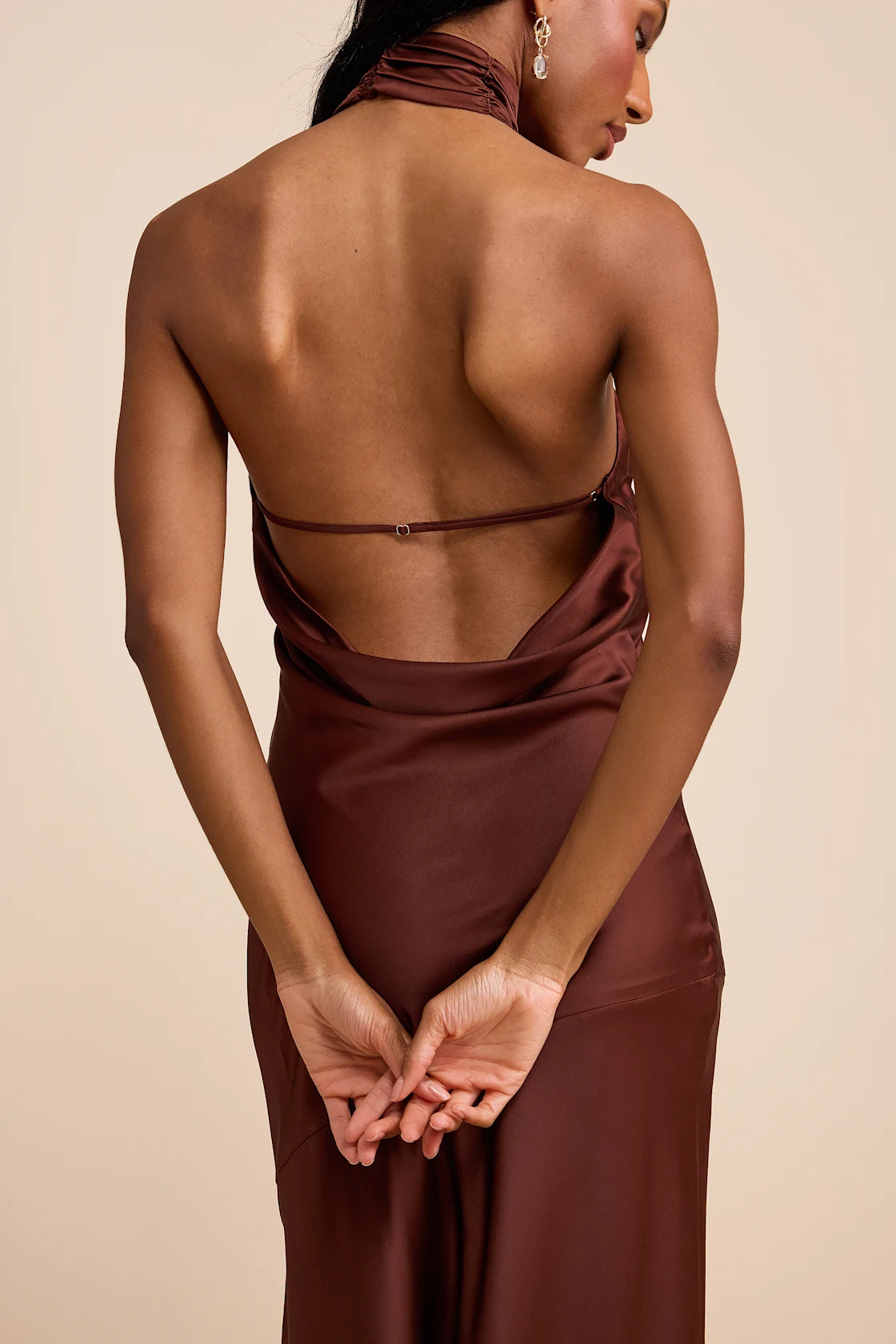 Madalena Red Satin Cowl Back Maxi Dress