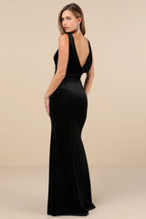 Ravishing Poise Burgundy Velvet Cowl Back Sleeveless Maxi Dress
