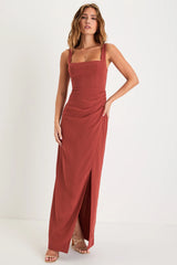 Glamorous Disposition Olive Green Ruched Maxi Dress