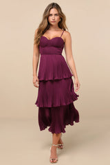 Cascading Crush Emerald Tiered Bustier Midi Dress