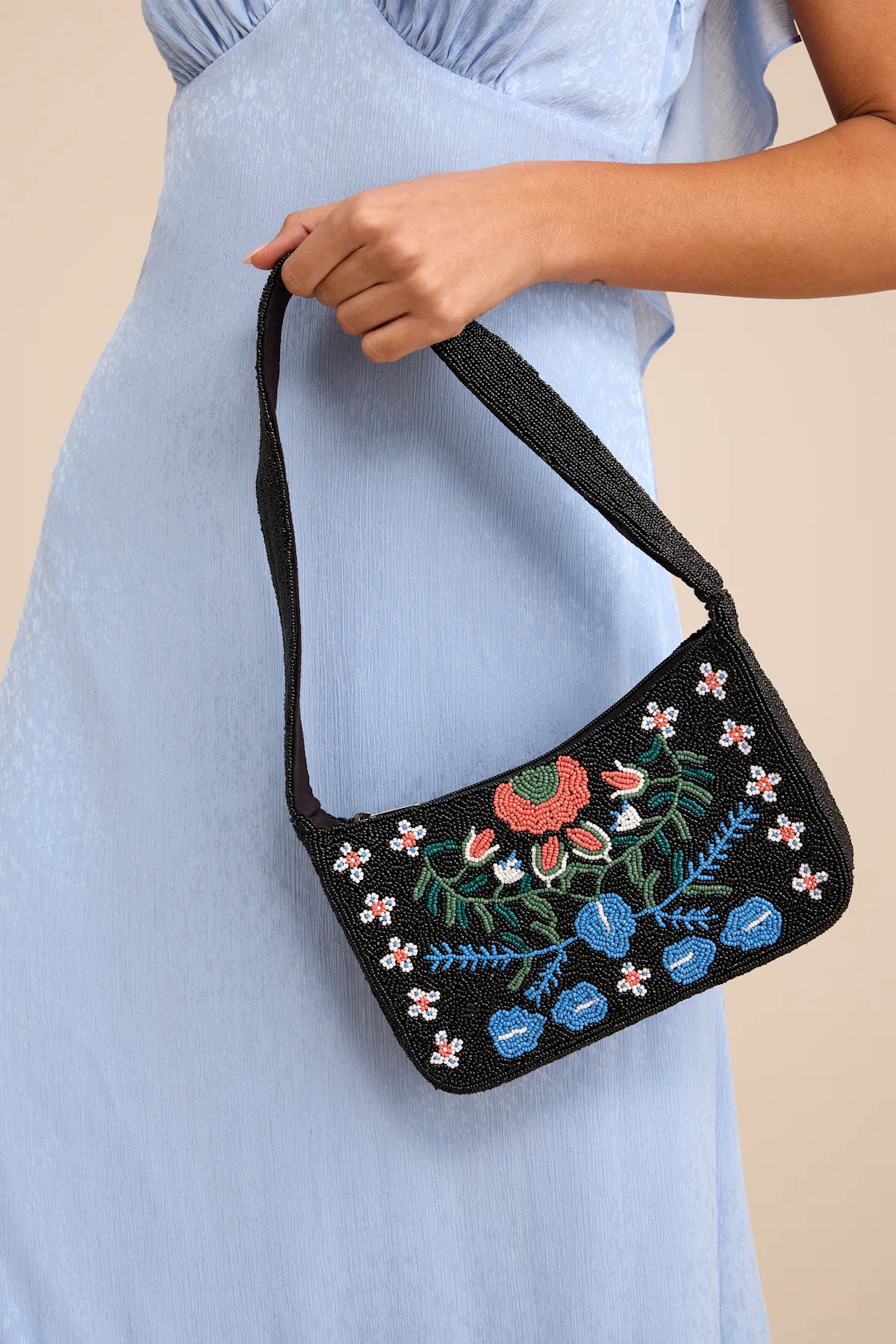 Raadha Black Multi Beaded Shoulder Bag