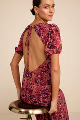 Gianni Rusty Rose Multi Floral Backless Maxi Dress