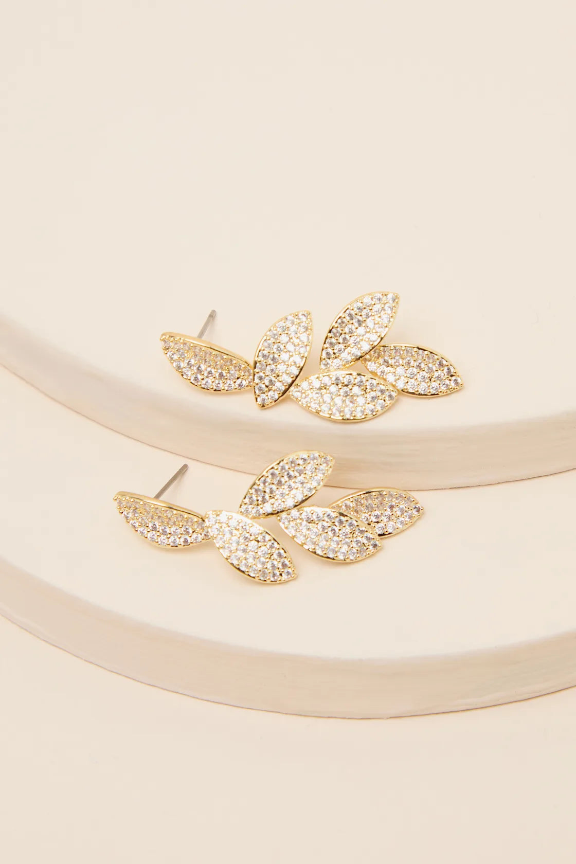 Windsor Silver Rhinestone Leaf Drop Earrings