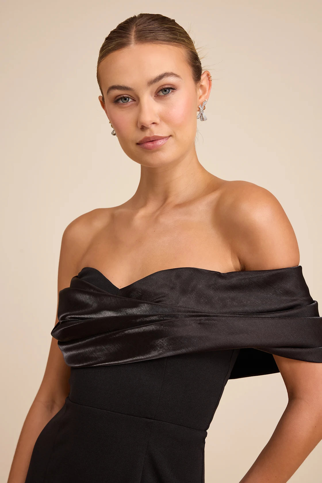 Thessaly Black Asymmetrical Mermaid Maxi Dress