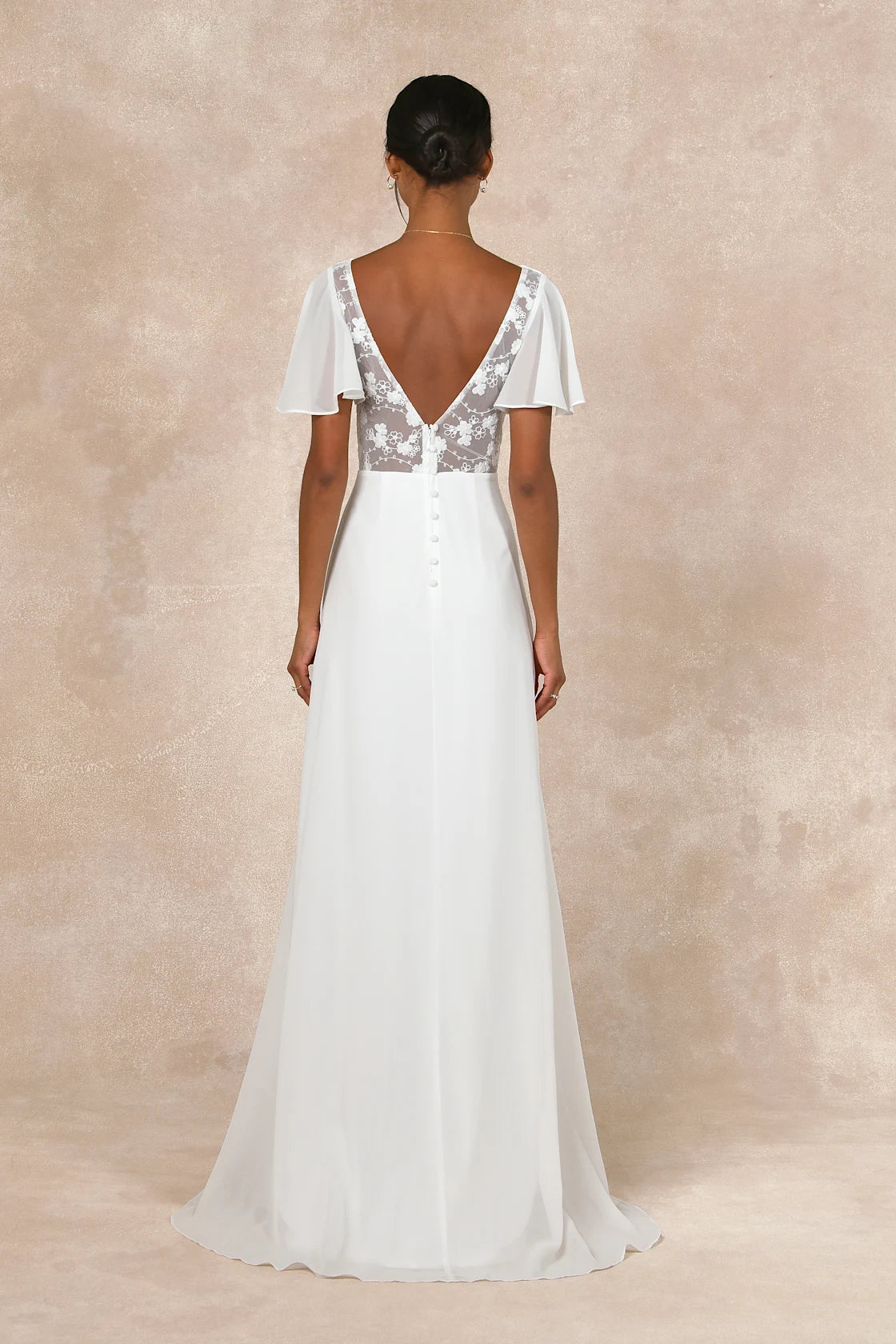 Beautiful Perfection White Flutter Sleeve Embroidered Maxi Dress