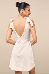 Gabriella Cream Tie-Strap Mini Dress