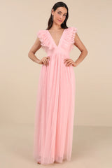 Simply Delighted Black Mesh Ruffled Backless Maxi Dress