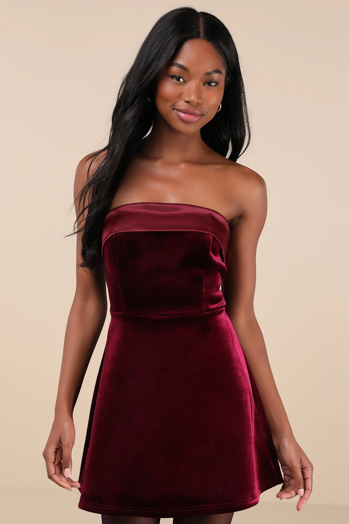 Captivating Admiration Black Velvet Strapless Mini Dress