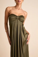 Memorable Entrance Dark Purple Strapless Satin Maxi Dress