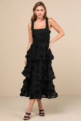 Exceptional Entrance Mint Sleeveless Tiered Rosette Midi Dress