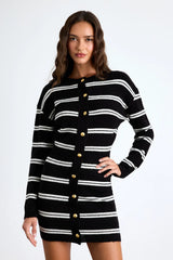 Maudie Black and White Striped Sweater Mini Dress