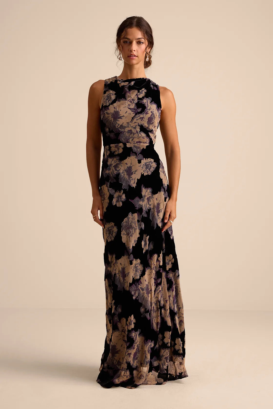 Ramonda Black Velvet Burnout Sleeveless Maxi Dress
