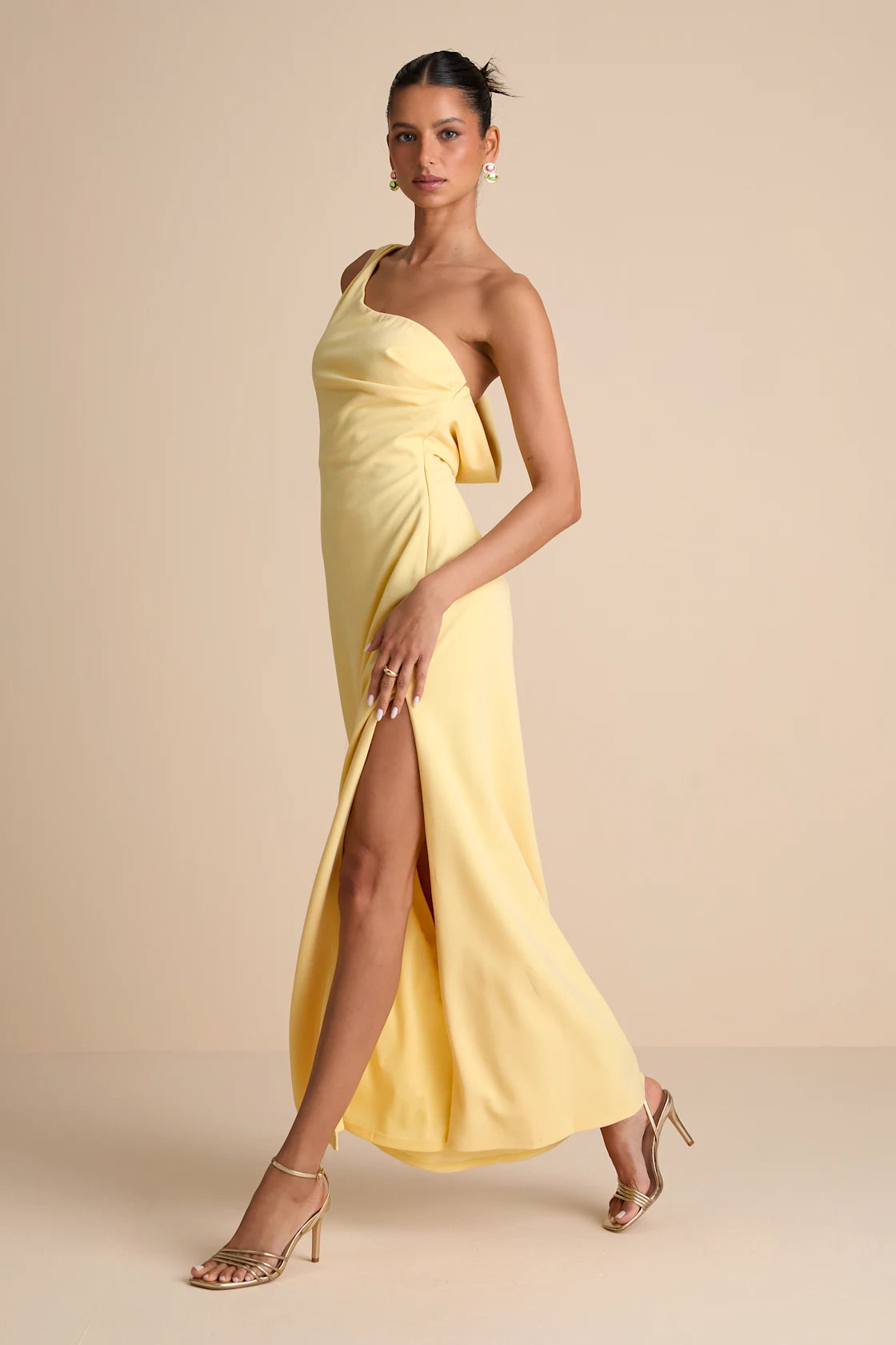 Maevyn Blue Cowl Back Column Maxi Dress