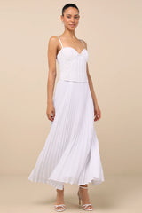 Corleone White Lace Bustier Midi Dress