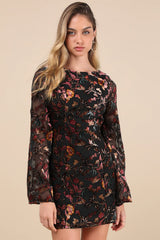 Charismatic Influence Black Burnout Velvet Cowl Back Mini Dress