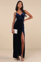 Graceful Glamour Dusty Purple Velvet Surplice Maxi Dress