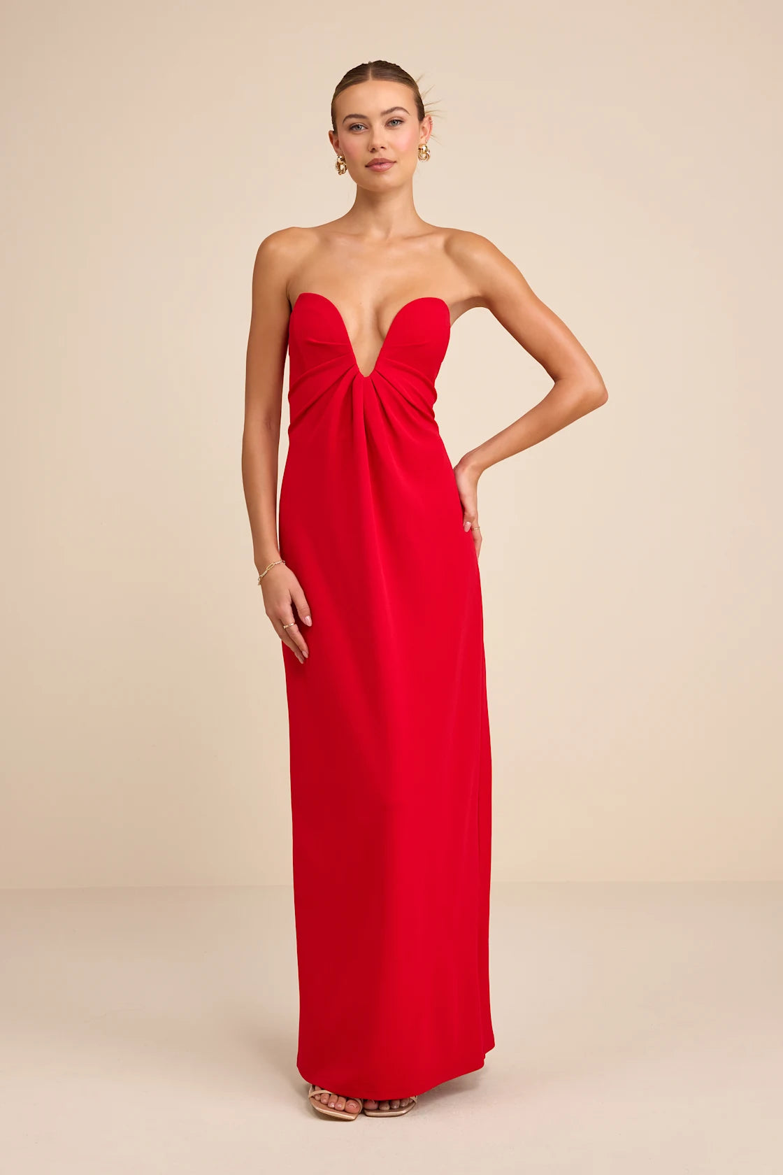 Thula Dark Olive Cutout U-Bar Column Maxi Dress