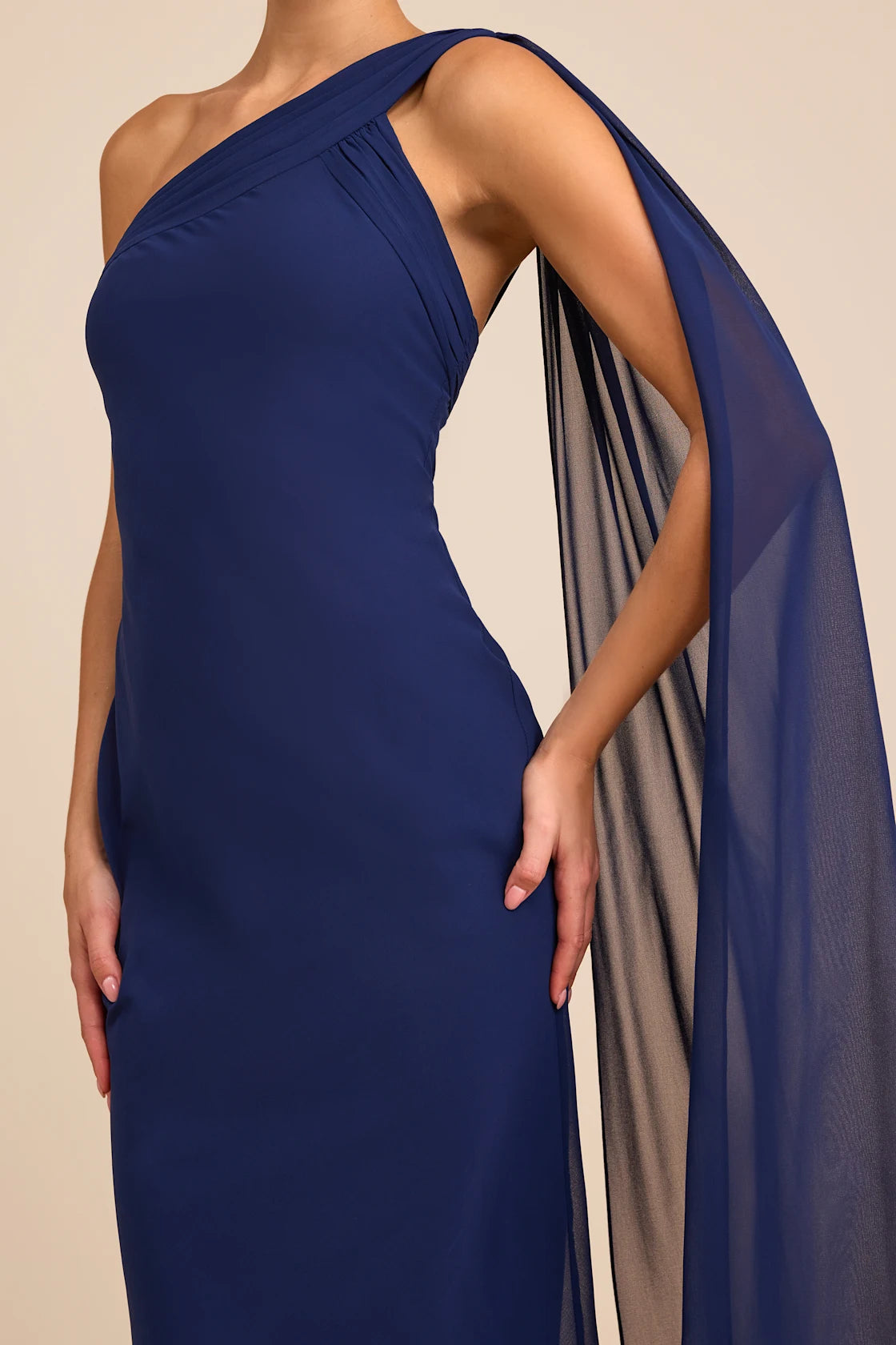 Carmenza Red One-Shoulder Sash Maxi Dress