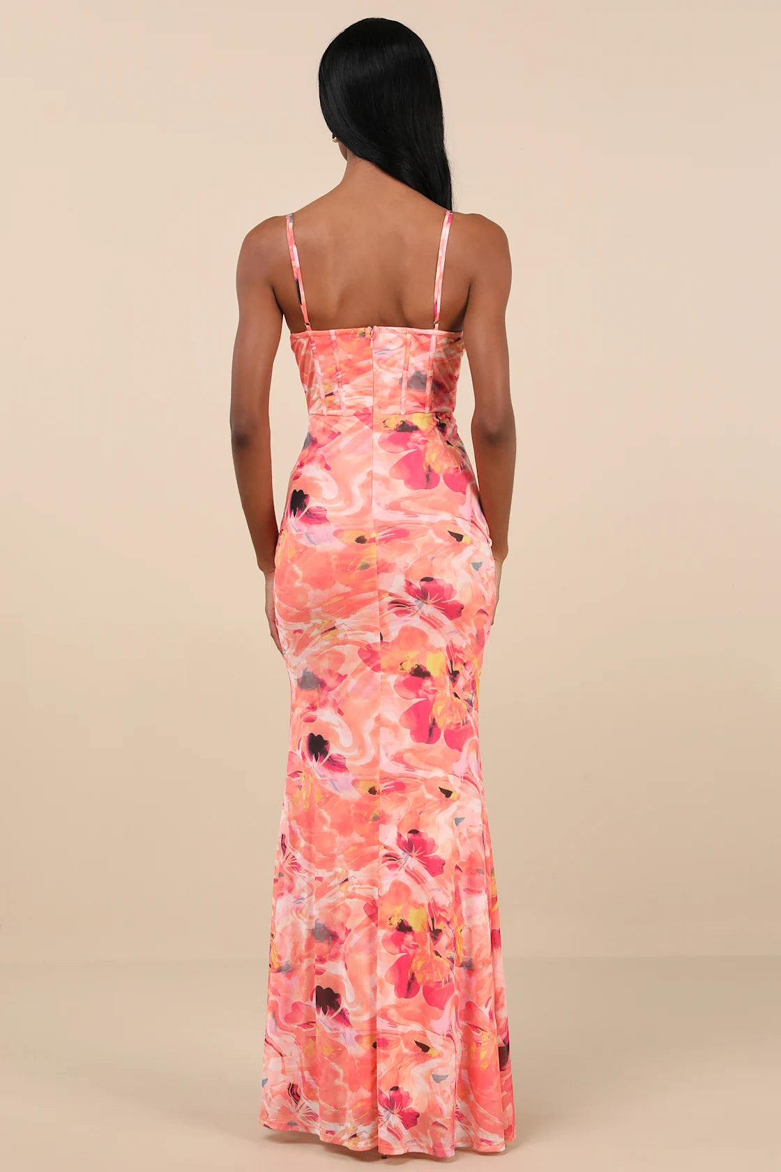 Stunning Wonder Blue Floral Mesh Bustier Mermaid Maxi Dress