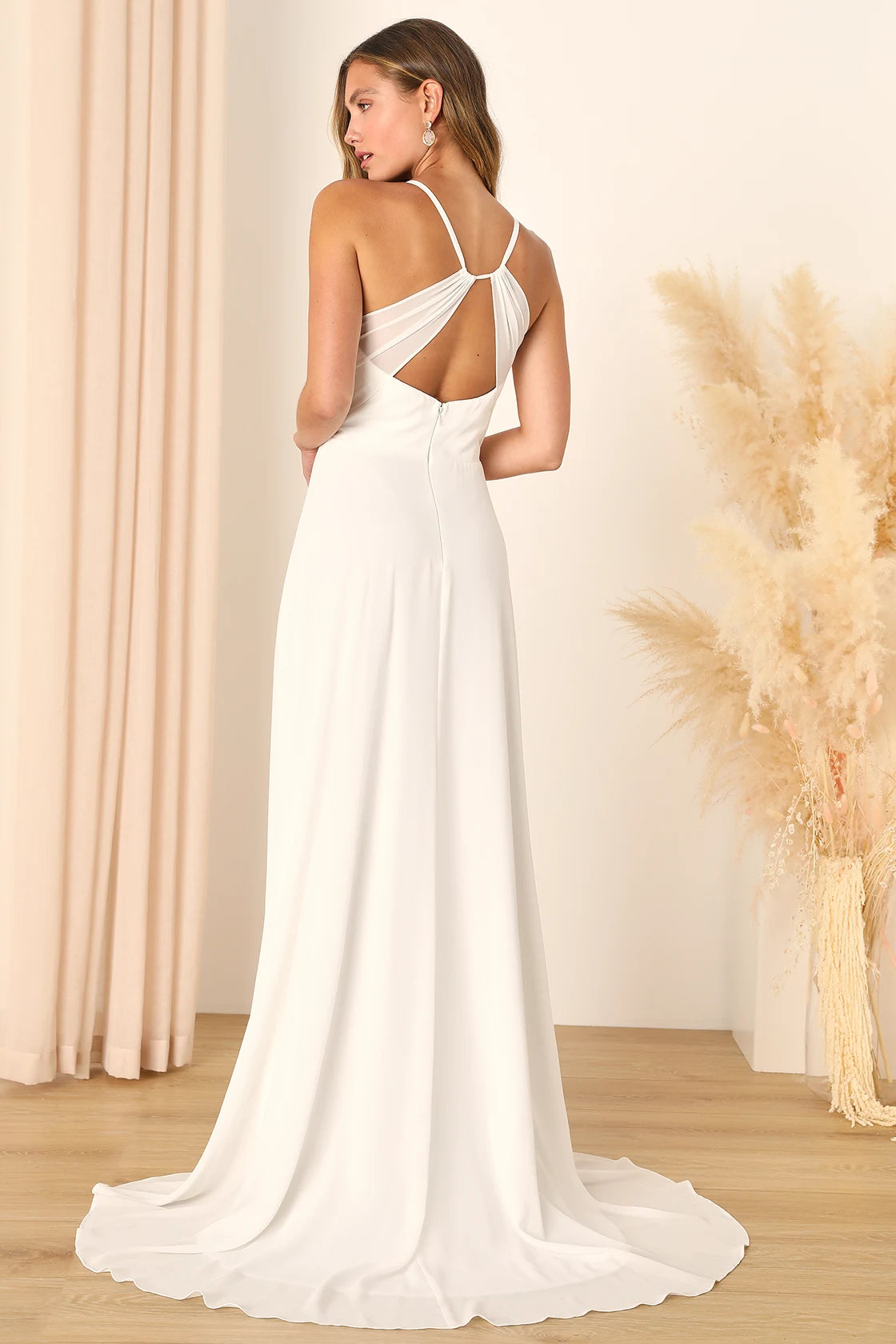 Romantic Inspiration White Sleeveless Faux-Wrap Maxi Dress