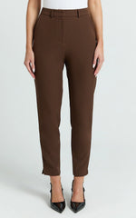 Hermie Pants - High Waisted Cropped Tailored Pants in Chocolate