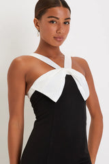 Luxurious Outlook Black and White Bow Mermaid Maxi Dress