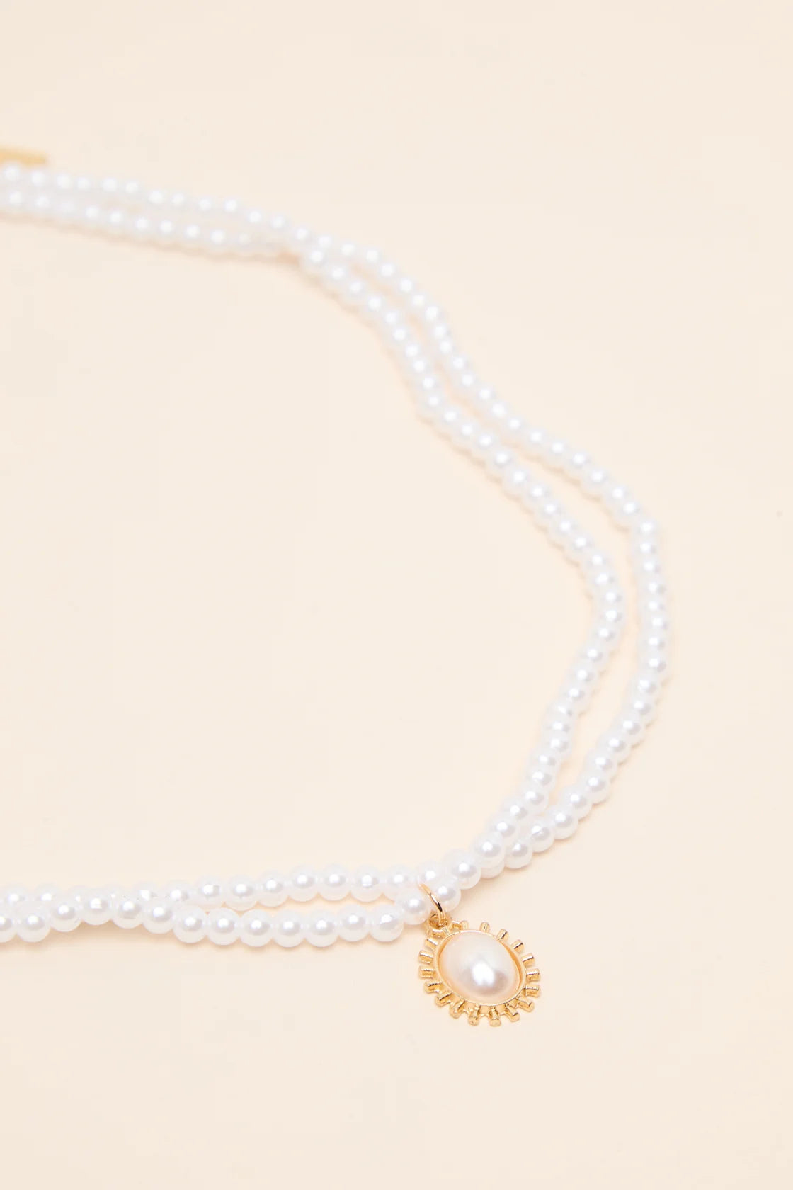 Kasey White Pearl Layered Charm Necklace