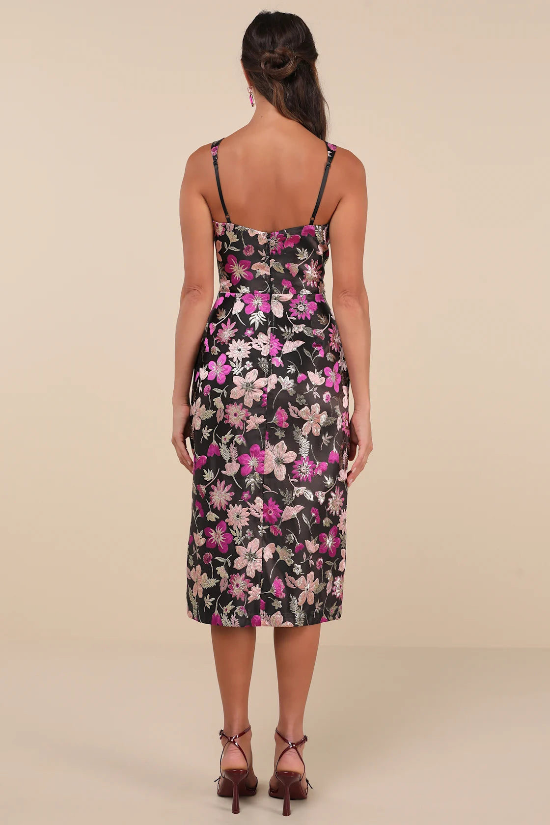 Immaculate Chicness Ivory Floral Brocade Midi Dress