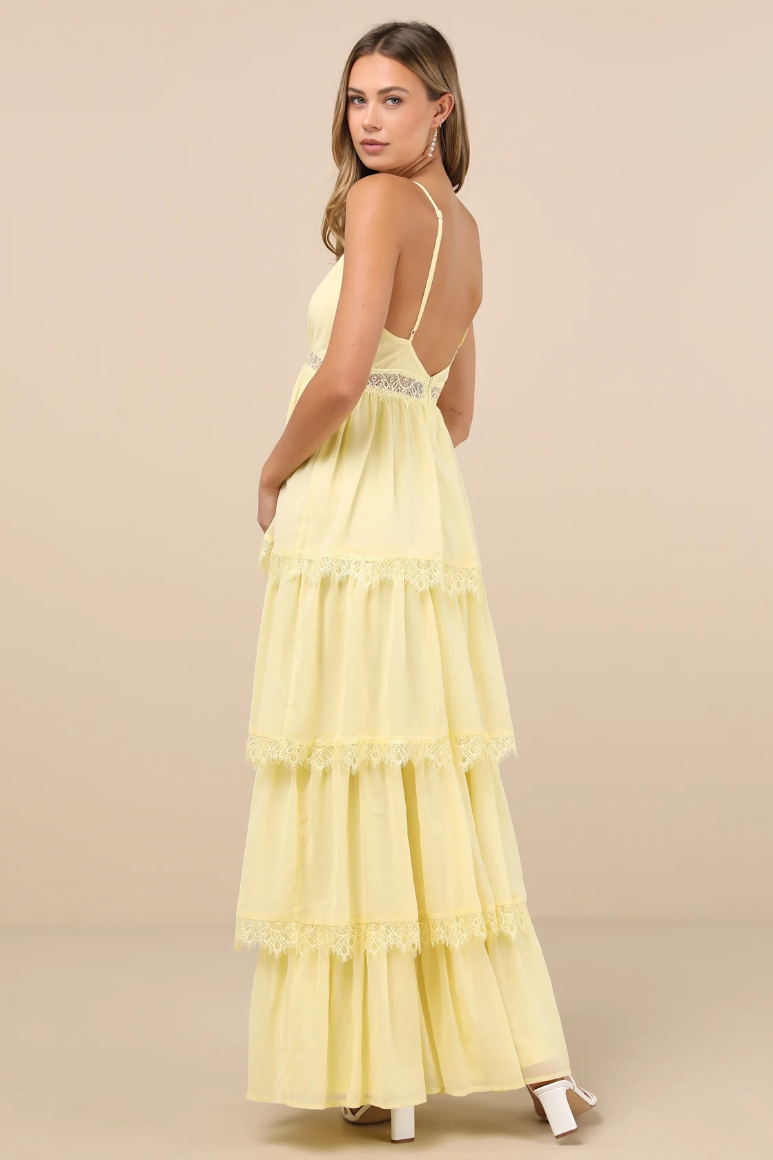 Reed Sage Tiered Lace Maxi Dress
