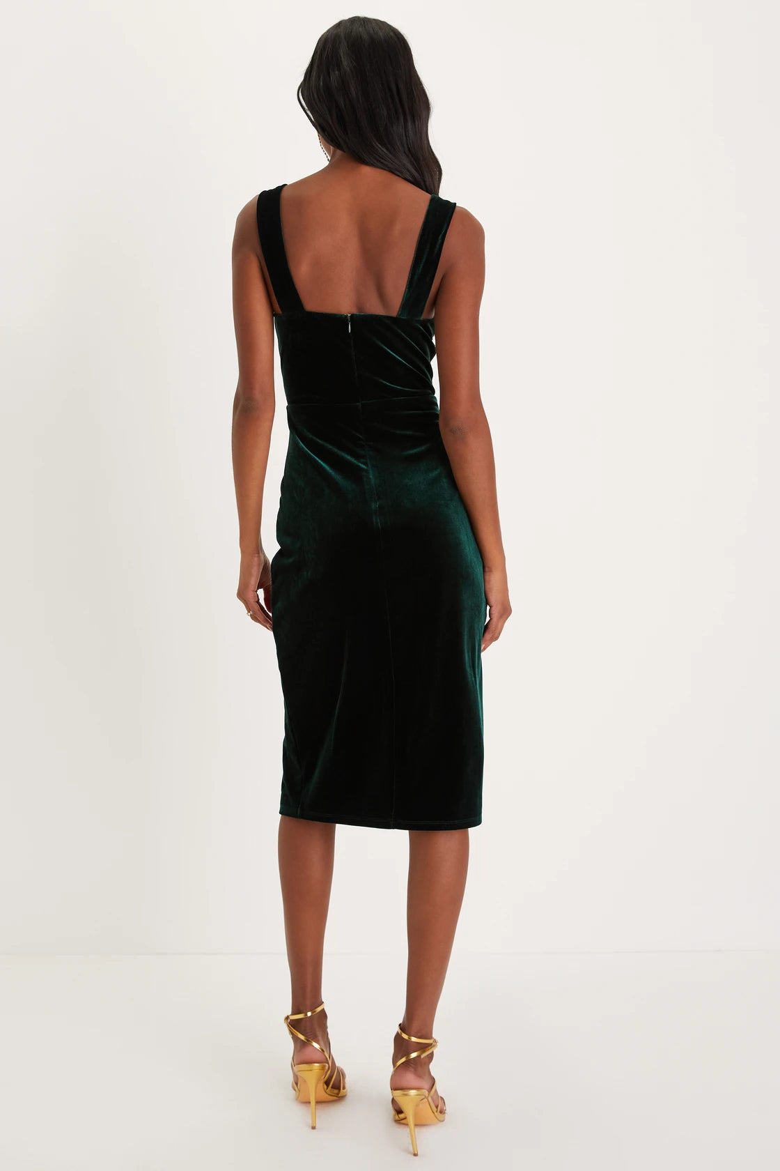 Baby, You're The One Rust Red Velvet Sleeveless Midi Dress