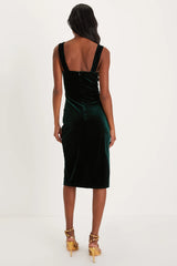 Baby, You're The One Rust Red Velvet Sleeveless Midi Dress