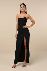 Sensational Beauty Dark Magenta Strapless Maxi Dress