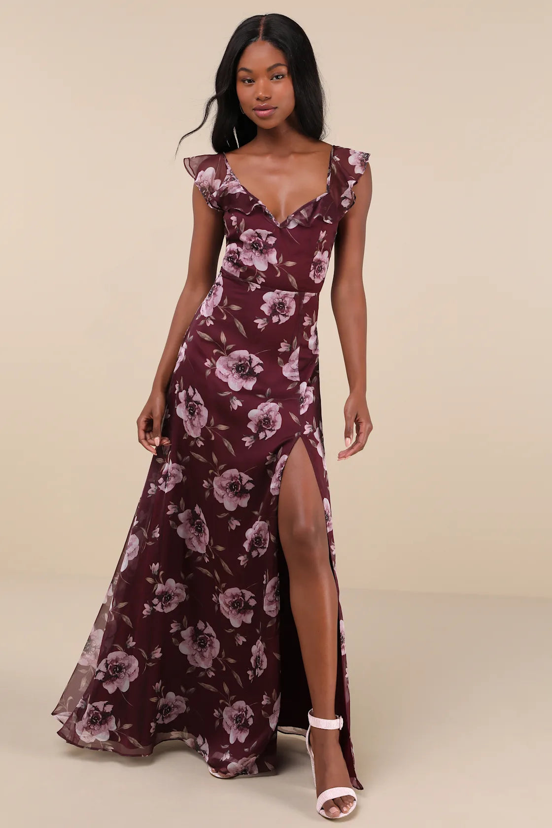 Sweetest Entrance Light Blue Floral Ruffled Tie-Back Maxi Dress