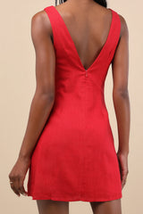 Packing for Positano Red Linen Sleeveless Mini Dress