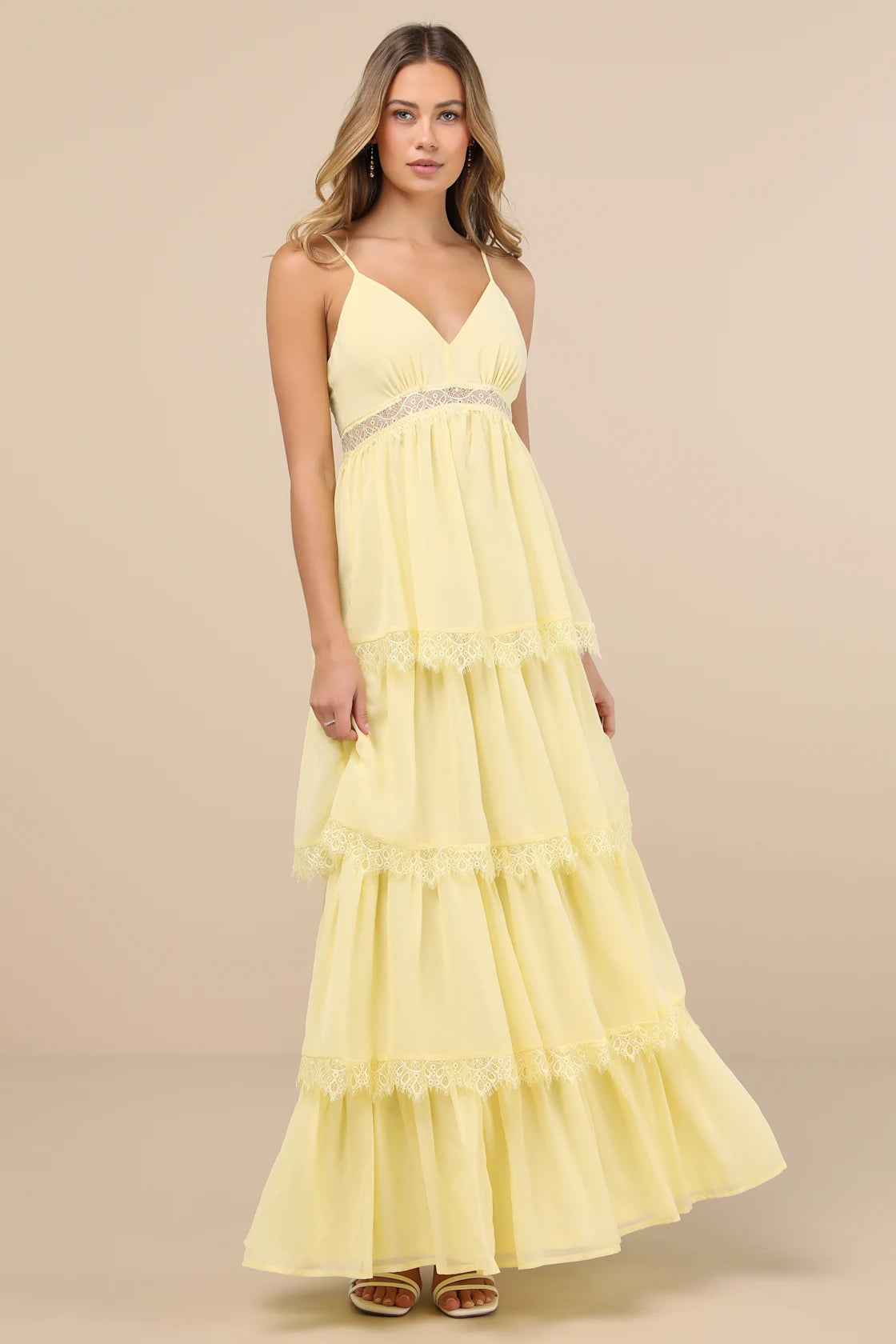 Reed Sage Tiered Lace Maxi Dress
