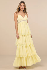 Reed Sage Tiered Lace Maxi Dress