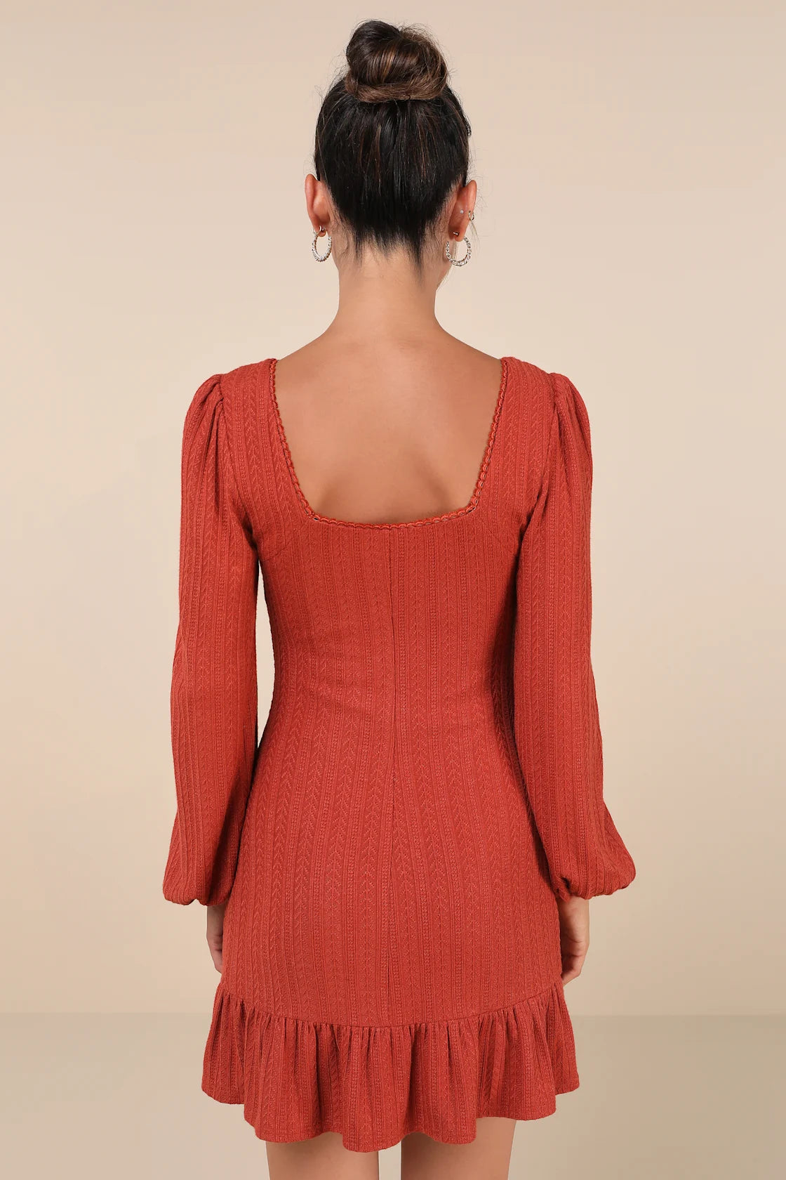 Coveted Sweetness Cream Pointelle Knit Long Sleeve Mini Dress