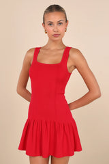 Playful Attitude Blue Sleeveless Seamed Drop-Waist Mini Dress