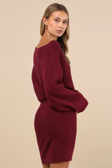 Modern Comfort Olive Green Dolman Sleeve Mini Sweater Dress