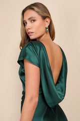 Captivating Presence Blush Pink Satin Cowl Back Maxi Dress