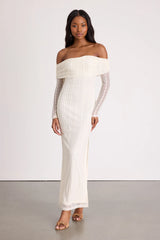 Eulalie Cream Lace Off-the-Shoulder Maxi Dress
