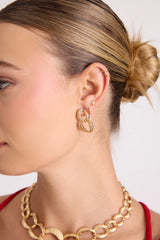 Tila Gold Textured Chain Link Earring and Necklace Set