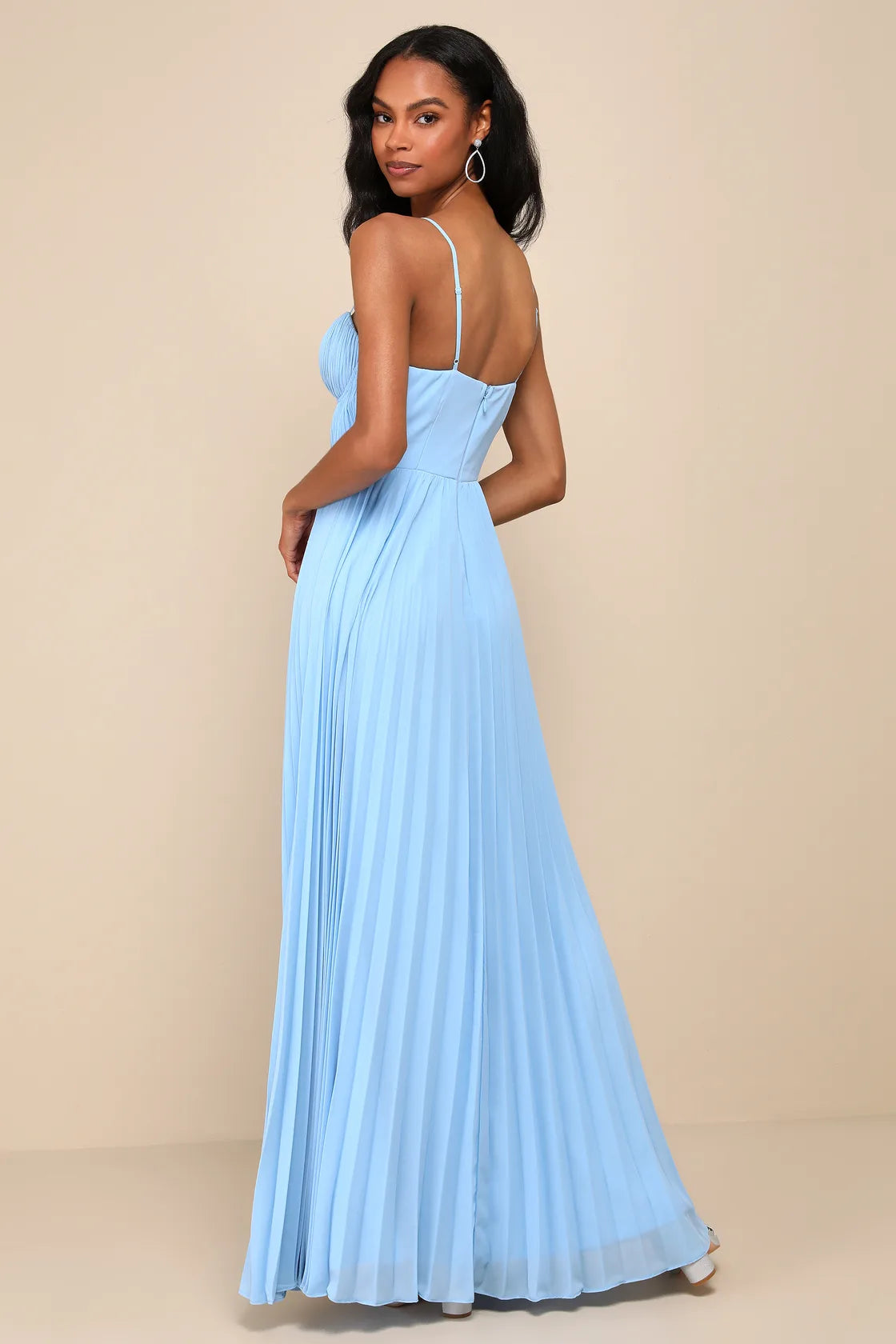 Admirable Elegance Light Pink Pleated Bustier Maxi Dress