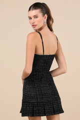 Posh Picture Black Tweed Rhinestone Mini Dress
