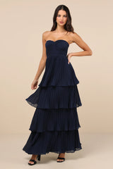 Seriously Sensational Light Blue Strapless Tiered Maxi Dress