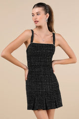 Posh Picture Black Tweed Rhinestone Mini Dress