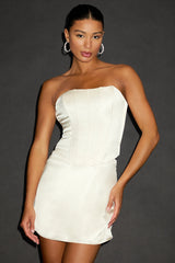 Paget Cream Satin Bustier Two-Piece Mini Dress