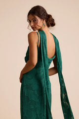 Rashona Emerald Green Burnout Sash Scarf Maxi Dress