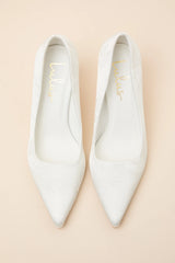 Salone White Satin Jacquard Pointed-Toe Pumps