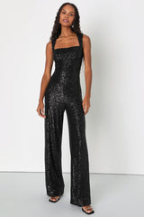 Enticing Endeavors Black Sequin Sleeveless Jumpsuit